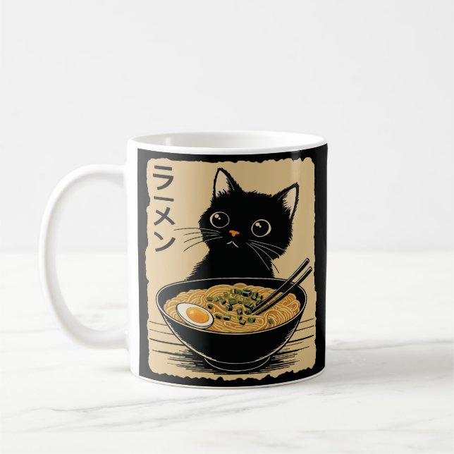 Cat eating ramen  coffee mug (Left)