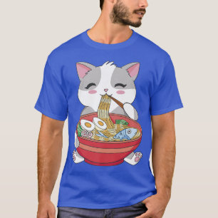 Cat Eating Ramen Cute Otaku Kawaii Funny T-Shirt