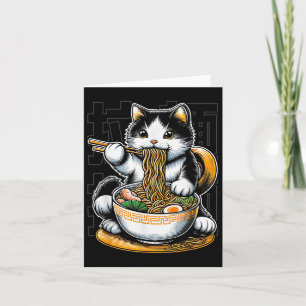 Cat Eating Ramen Food Cat Lover Ramen Noodles Eate Card