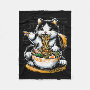 Cat Eating Ramen Food Cat Lover Ramen Noodles Eate Fleece Blanket