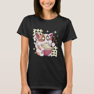 Cat Eating Ramen Food T-Shirt
