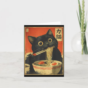 Cat Eating Ramen Funny Japanese Kawaii Cat Anime L Card