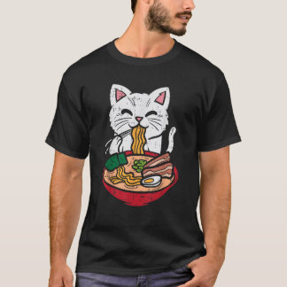 Cat Eating Ramen Kawaii Japanese Noodles Anime Foo T-Shirt