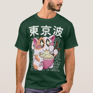 Cat Eating Ramen Kitten Kawaii Aesthetic Kids Anim T-Shirt