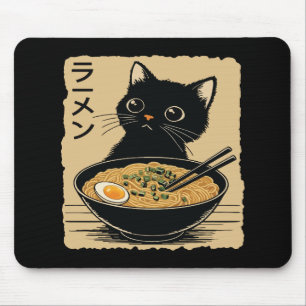 Cat eating ramen mouse pad