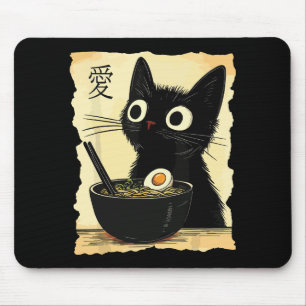 Cat eating ramen mouse pad