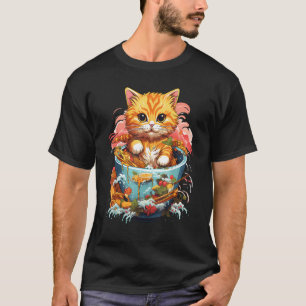 Cat Eating Ramen Noodle I Just Really Love Ramen T-Shirt