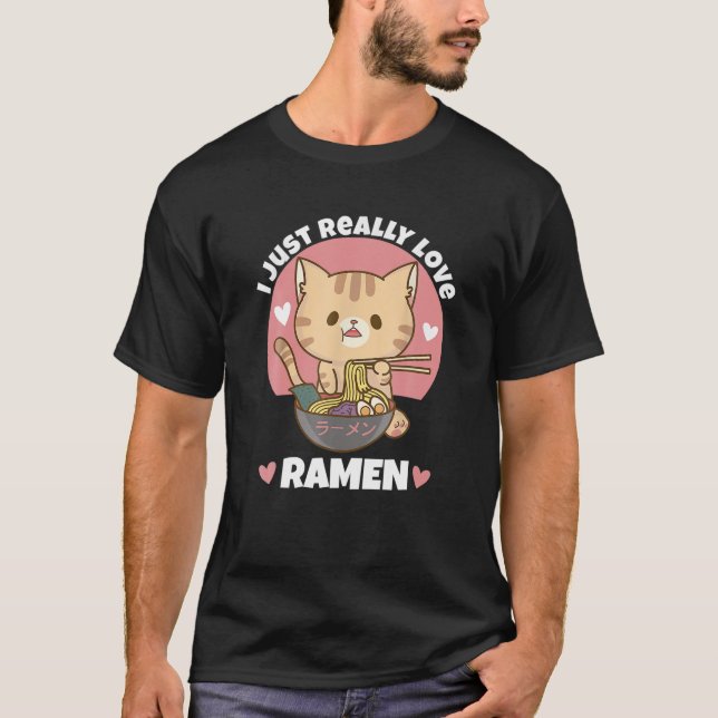 Cat Eating Ramen Noodle Women Men Teen Boy Girl Ki T-Shirt (Front)