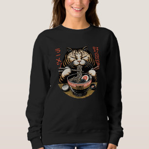 Cat Eating Ramen Noodles Japanese Kawaii Cute Funn Sweatshirt
