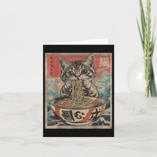 Cat Eating Ramen Noodles Kawaii Anime Manga Japane Card