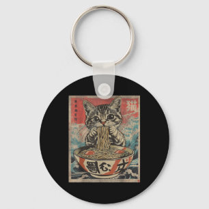 Cat Eating Ramen Noodles Kawaii Anime Manga Japane Key Ring