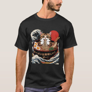 Cat Eating Ramen Noodles Kawaii Anime Manga Japane T-Shirt