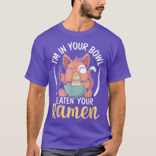 Cat Eating Ramen Noodles Kawaii Humour T-Shirt