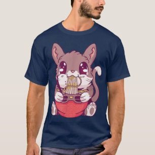 Cat Eating Ramen Noodles Kawaii T-Shirt