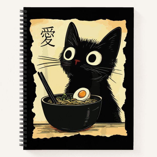 Cat eating ramen  notebook (Front)