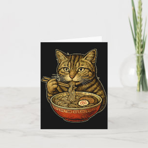 Cat Eating Ramen Soup Funny Manga Neko Otaku Anime Card