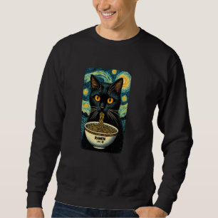 Cat Eating Ramen, Starry Night Van Gogh, Cat Lover Sweatshirt