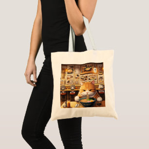 Cat Eating Ramen v1 Tote Bag