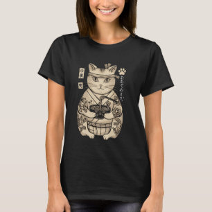 Cat Eating Ramen Vintage Japanese Art Ukiyo e T-Shirt