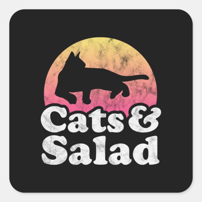 Cat eating spaghetti  54 square sticker (Front)