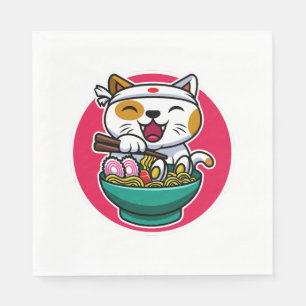 cat eating spaghetti napkin