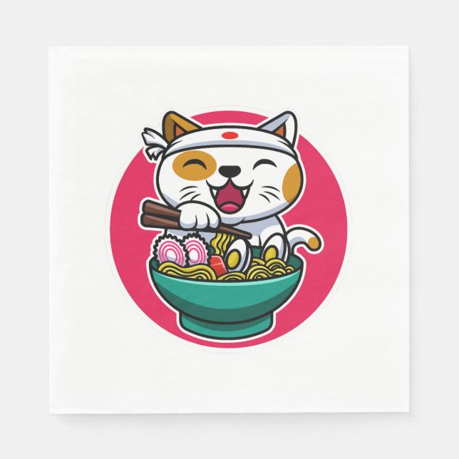 cat eating spaghetti    napkin (Front)