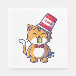 Cat Eating Spaghetti Napkin