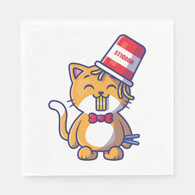 Cat Eating Spaghetti     Napkin (Front)