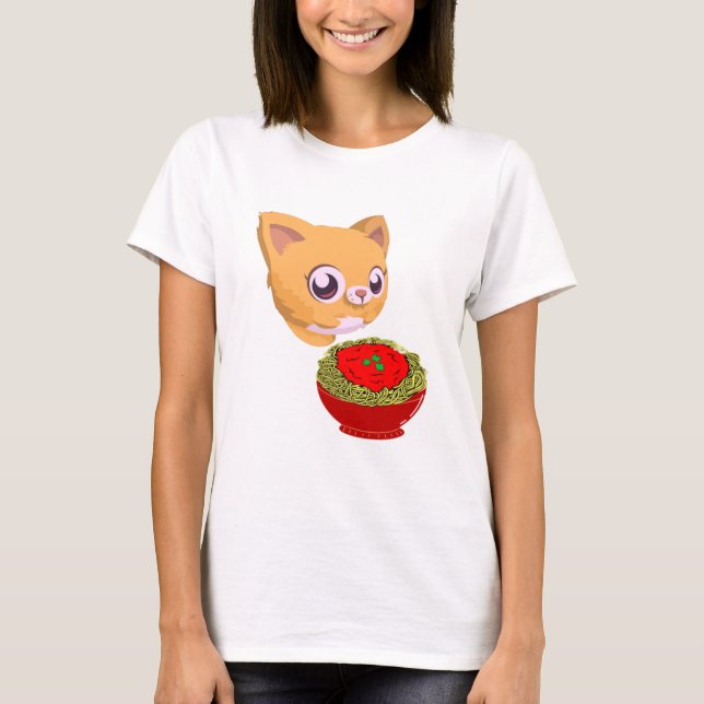 Cat eating spaghetti T-Shirt (Front)