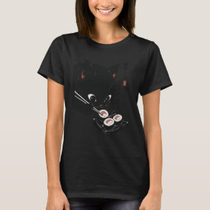 Cat Eating Sushi Funny Japanese Kawaii Cat Anime L T-Shirt