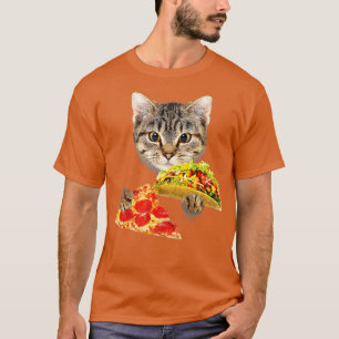 Cat Eating Taco and Pizza  Funny Kitty by Zany Bra T-Shirt