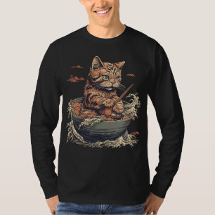 cat eats Ramen, Wave of Kanawaga T-Shirt