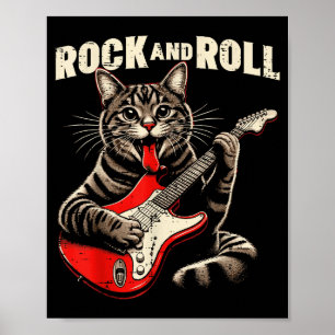 Cat Electric Guitar Rock And Roll Rocker Kitten Me Poster