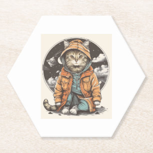 Cat Encounter Paper Coaster