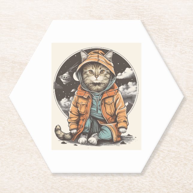 Cat Encounter Paper Coaster (Front)