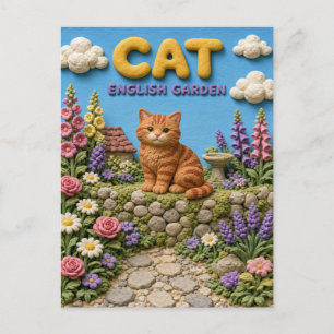 Cat English Garden Modern KlayKoo Postcard