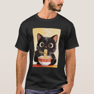 Cat Enjoys Ramen Noodles Soup T-Shirt