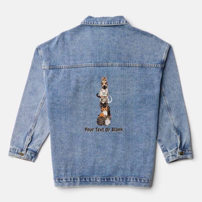 Cat-Er-Pillar Feline Tower Denim Jacket (Back)