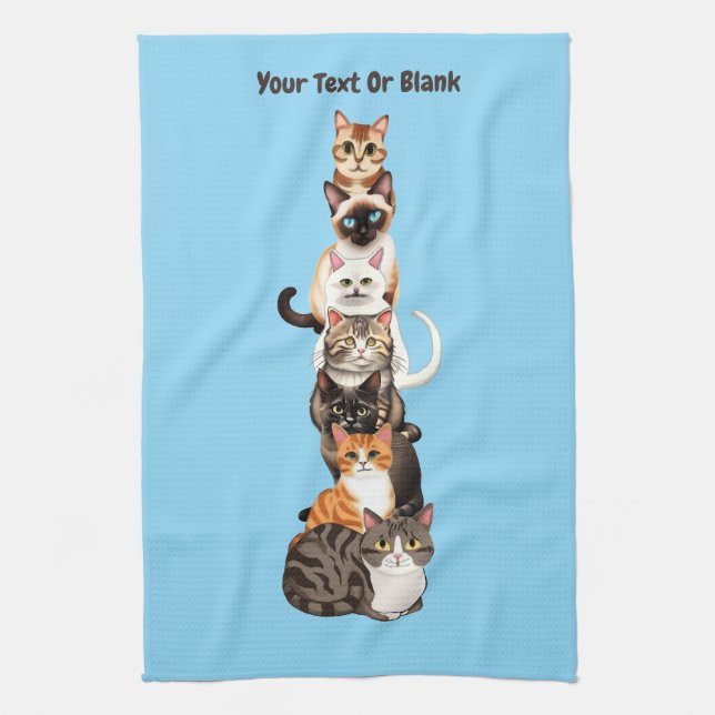 Cat-Er-Pillar Feline Tower Tea Towel (Vertical)