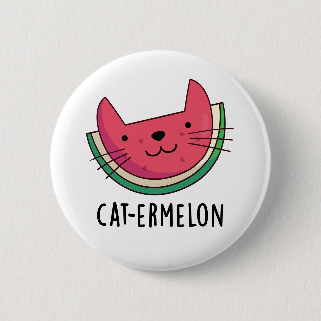 Cat-ermelon Funny Cat Watermelon Pun  6 Cm Round Badge (Front)