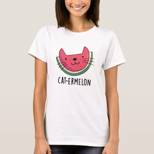 Cat-ermelon Funny Cat Watermelon Pun  T-Shirt (Front)