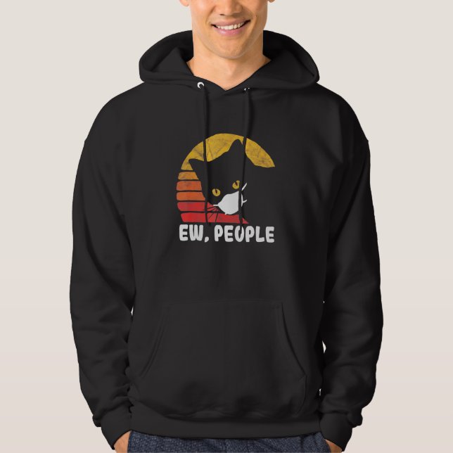 Cat Ew People Vintage Style Cat Retro Hoodie (Front)