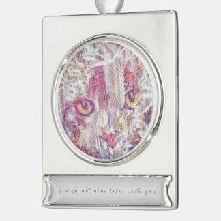 Cat eyes-abstract silver plated banner ornament