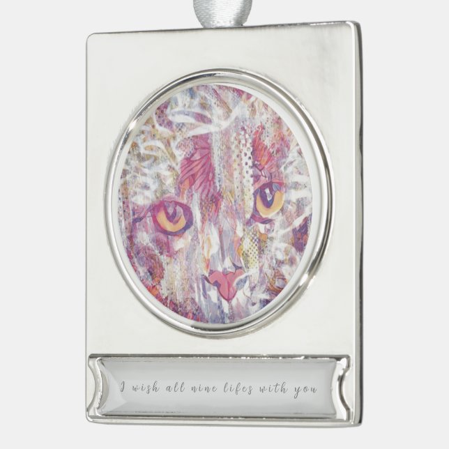 Cat eyes-abstract silver plated banner ornament (Left)