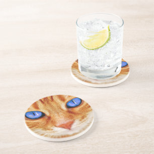 Cat Eyes Cat Eyes Face Tiger Mackerel Red Cat Coaster