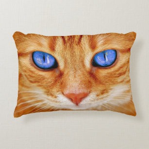 Cat Eyes Cat Eyes Face Tiger mackerel red Lumbar Decorative Cushion