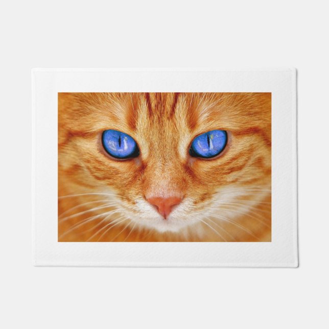 Cat Eyes Face Tiger mackerel red Cat Doormat (Front)