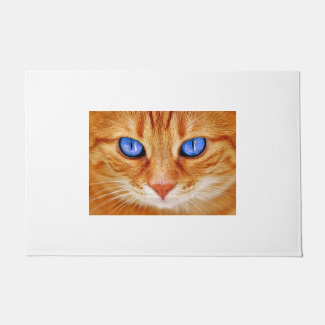 Cat Eyes Face Tiger mackerel red Cat Doormat (Front)