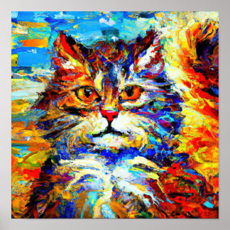 Cat Eyes No.1 in the style of Leonid Afremov. Poster