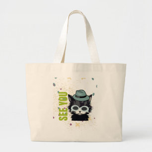 Cat eyes see you large tote bag